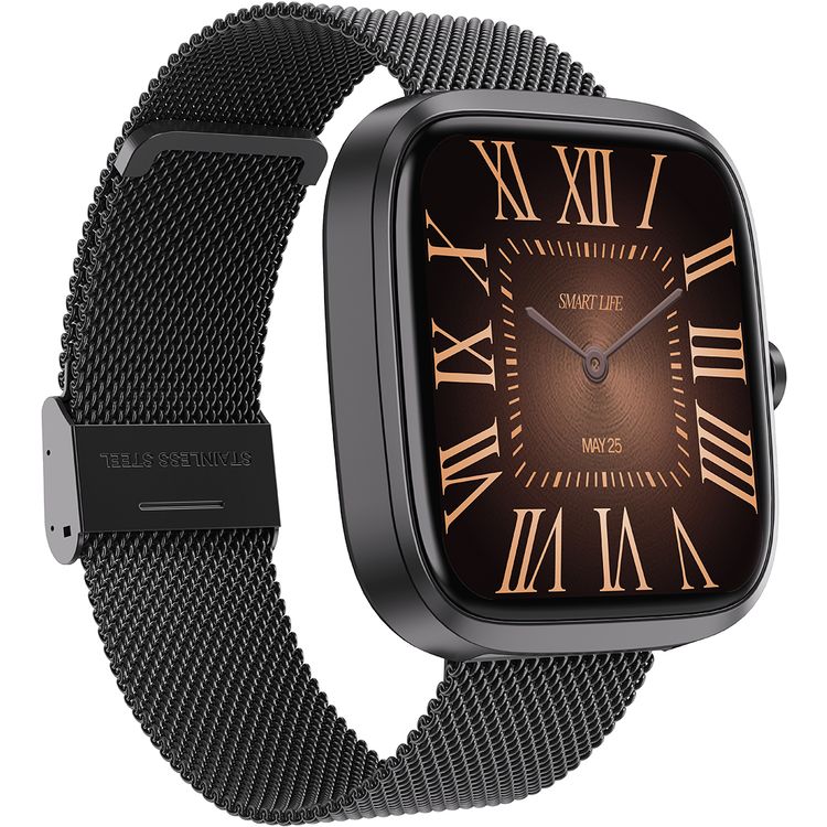 Porodo Skwer Smart Watch with 1.72" HD Screen Size, 230mAh Battery Capacity, 5 Days Working Time, 30 Days Standby Time, 2 Hours Charging Time, Smart Connectivity, Sleep Analysis, Camera Shutter, Smart Notifications, iOS 10 Above & Android 10.0 Above Compatibility - Black