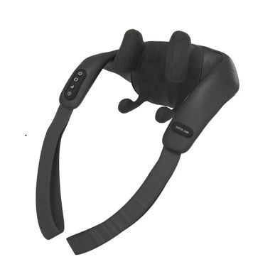 Green Lion Neck & Shoulder Rechargeable 4D Kneading Massage, Neck Massager with Soothing Heat Therapy, 2 Heating Levels, 3 Speed Levels, 45min Working Time, Forward & Reverse Kneading Massage, Quiet Operation, 15min Auto-Off, Adjustable Strap, Hand-Like Ultra-Soft Fabric, Type-C Charging - Black