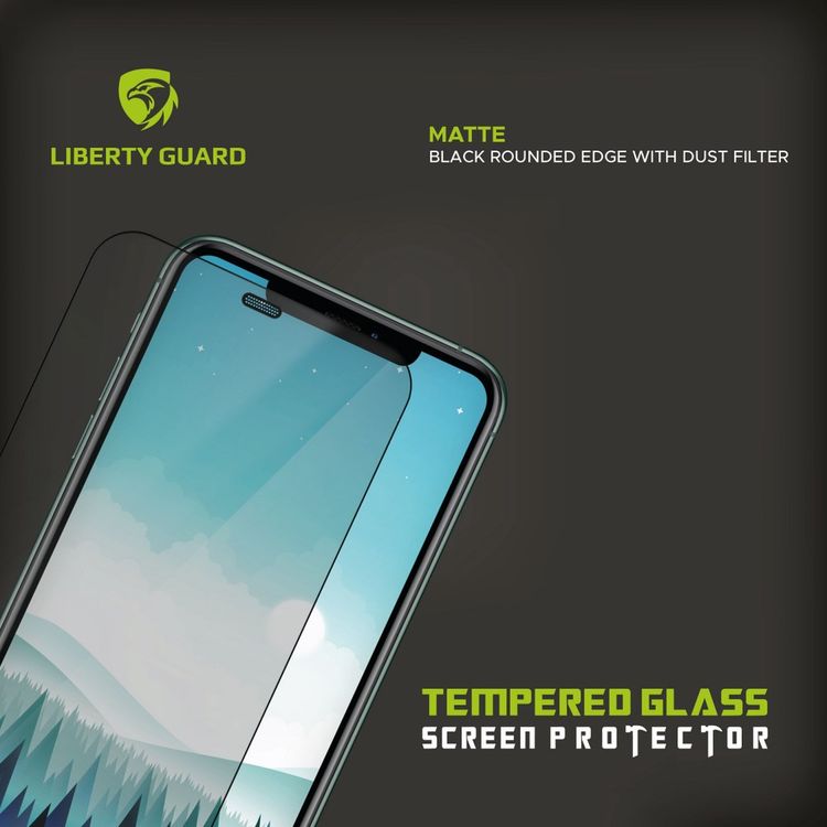 Liberty Guard Matte Full Cover Rounded Edge Screen Protector for iPhone 11 Pro with Dust Filter, Anti Shock & Anti Impact - Black