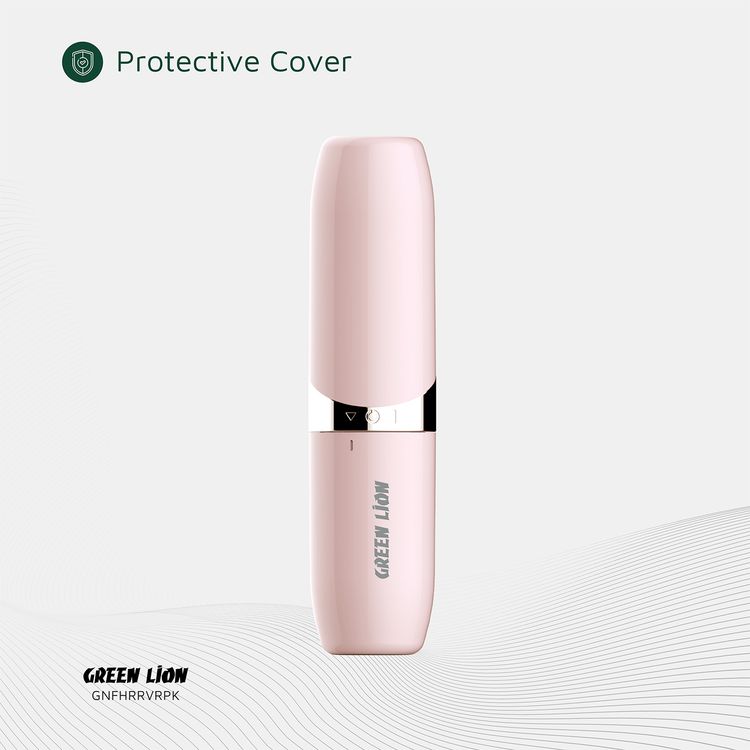 Green Lion Facial Hair Remover with Stainless Steel Blade & LED Indicator, 1W Power, 1000 RPM Motor Speed, Replaceable AA Battery, Protective Cover, Skin Friendly, Ergonomic Design - Pink