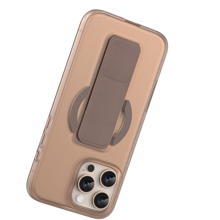 Green Lion Grip 360 MagSafe Case for iPhone 16 Pro with Leather Grip Strap, Camera Protection, Multi Functional Design, Scratch Resistant, Foldable Stand - Desert Titanium