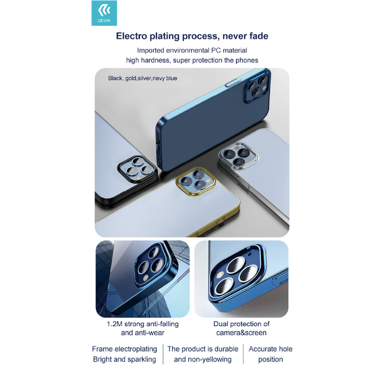 Devia Glimmer Series PC Elegant Case Compatible for iPhone 13 Pro Max (6.7") Scratches Resistant, Slim & Lightweight Protective Back Cover - Navy Blue