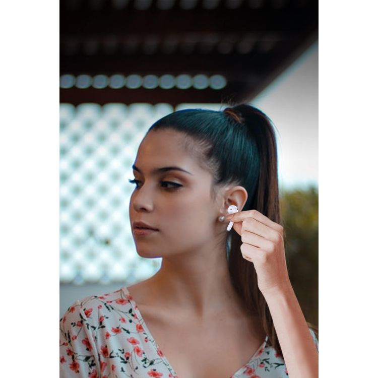 Porodo Soundtec Earbuds 2 with Touch Controls, Single Earbud Mode, Siri Enabled, Wireless Charging Support, HiFi Sound, In-ear Sensor, 12m Bluetooth Range, Lightning Charging Port - White