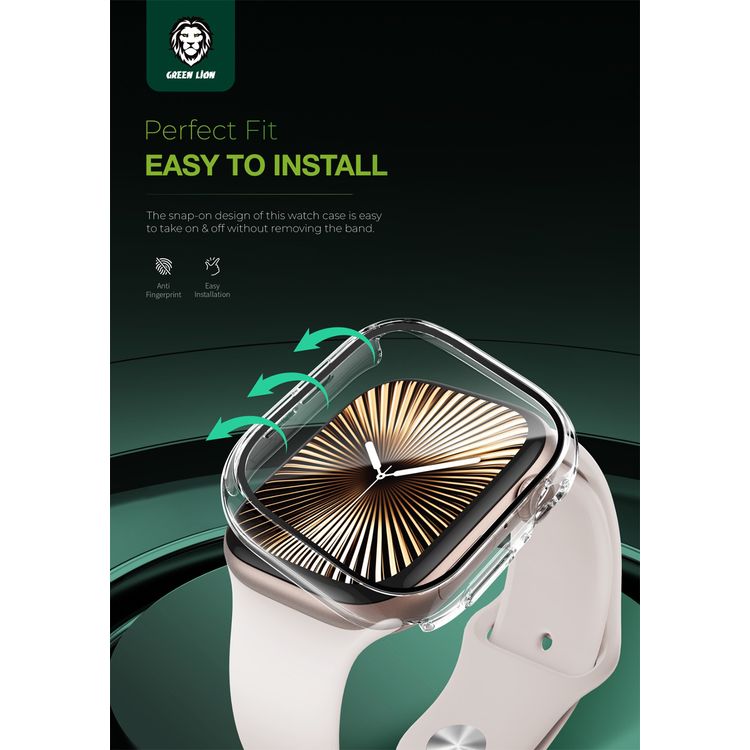 Green Lion Guard Plus PC Case for Apple Watch 42mm, Scratch Resistance, Anti-Fingerprint, Shock Proof, Easy Installation, Ultra Lightweight, Touch Sensitivity - Clear