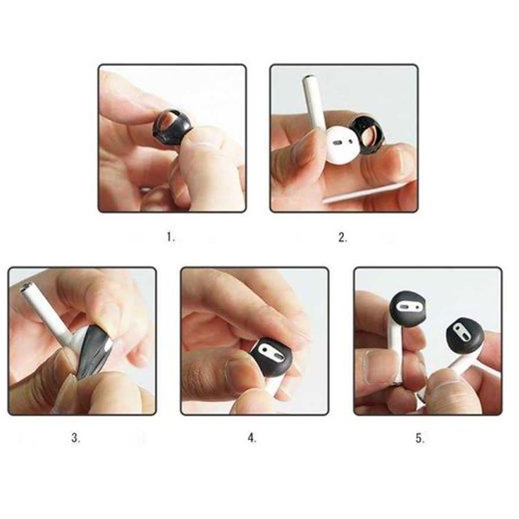 AhaStyle Fit in the Case Ear Covers for Airpods ( 3 Pairs ) - Black