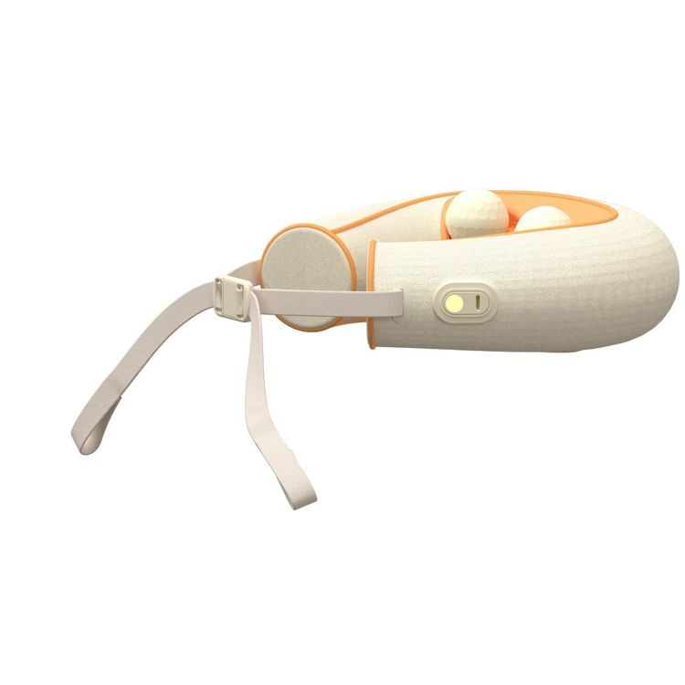 Porodo Shiatsu Neck Massager with 220 Minutes Working Time, 1800mAh Battery Capacity, Secure Adjustable Strap, 15-Minute Session Time, Multiple Massage Modes, Skin-Friendly Materials - Yellow