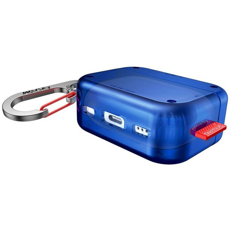 Skinarma Saido Case Compatible with both AirPods Pro 1st and 2nd Gen, Sturdy zinc-Alloy Hook Carabiner, Full 360º Protection that Covers Intire Case - Blue