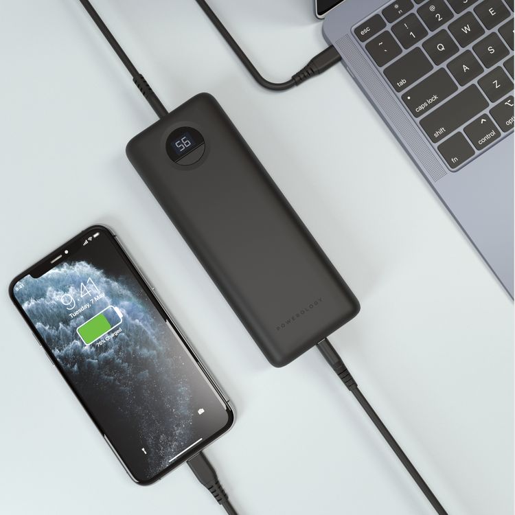 Powerology Portable Compact Power Bank 20000mAh 30W - Black