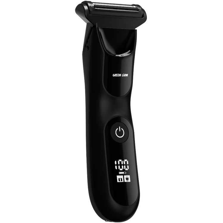 Green Lion Sensitive Duo Hair Trimmer & Shaver, 1.5 Hours Working Time, Ceramic & Stainless Steel Blades, 5W Power, Charging Base Included, LED Spotlight, Skin-Safe Blades, Travel Lock Function, USB-C Charging Port - Black