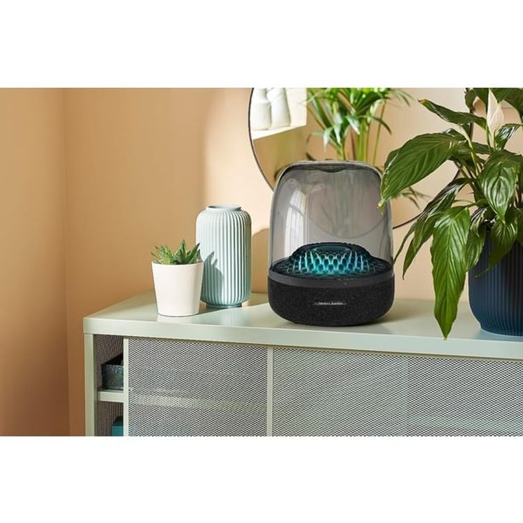 Harman Kardon Aura Studio 4 Wireless Stereo Speaker, Superior Sound performance, Unique diamond-effect lighting that dances to the music - Black