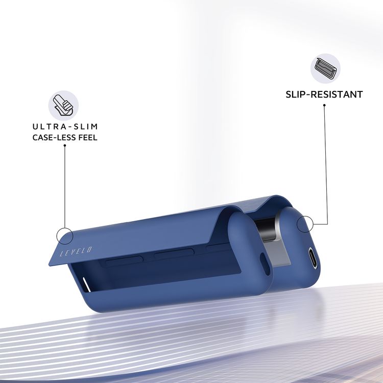غطاء سيليكون من Levelo Nikko لجهاز IQOS Iluma Prime 2023، مقاوم للانزلاق، بتشطيب سيليكون ناعم، نحيف للغاية، مقاوم للماء، الصدمات والغبار - أزرق