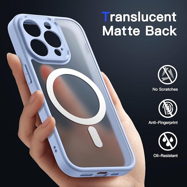 Green Lion Matte MagSafe Case for iPhone 13 Pro ( 6.1" ), Durable, Non-Yellowing, Magnetic precision, Metallic Camera Frame - Blue