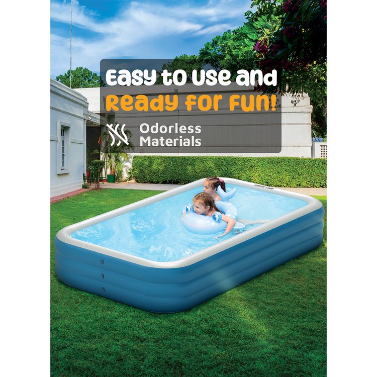 Green Lion Inflatable Swimming Pool with 1000L Water Capacity, Large, PVC, Fits 7-9 People, Suitable for 3+ Years Old, Sun Protection, Force Support, Odorless - Blue