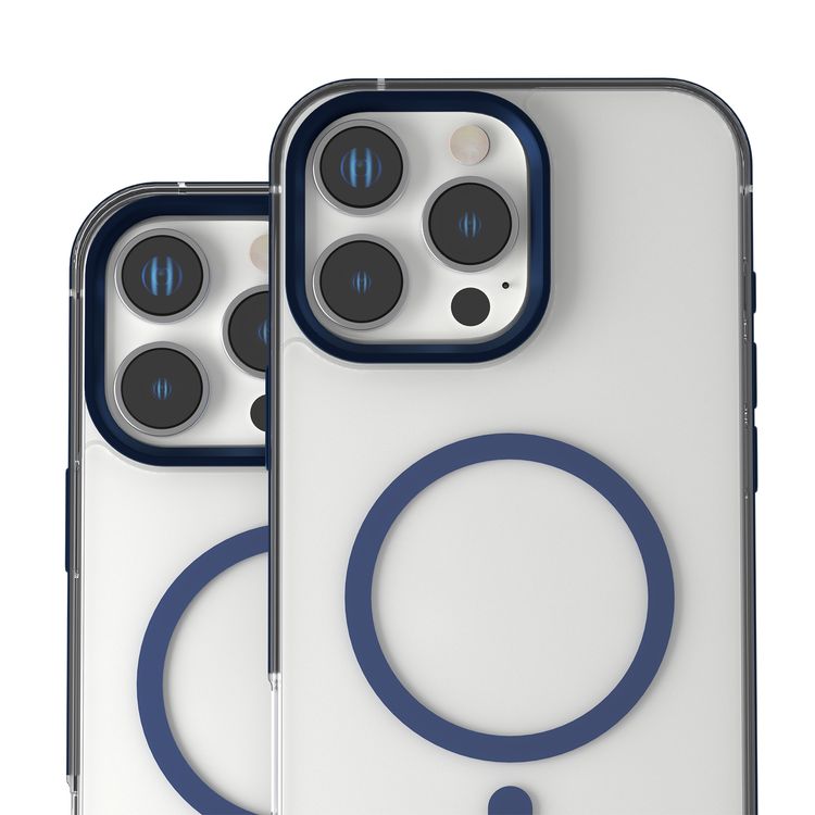 Levelo Claire Magsafe Case with Aluminum Bumper Case for iPhone 16 Pro , Hybrid Case, MagSafe Compatibility - Blue
