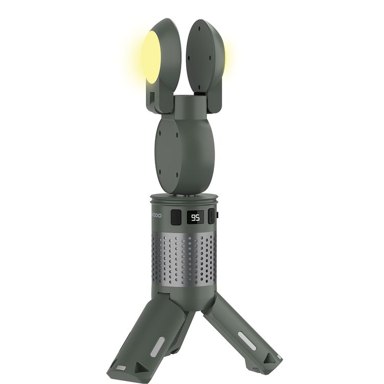 Porodo Foldable LED Camping Lantern with Brightness Control, 7800mAh Battery Capacity, Multi-Angle Illumination, Top Spotlight Beam, Warm Reading Mode, Adjustable Telescopic Rod, Multi-Scene Mounting - Green