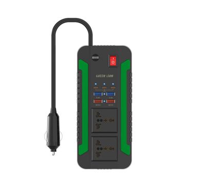 Green Lion Spark 300 Power Inverter, 2 AC Sockets, 3 Type-C PD Ports, 4 USB-A Ports, 300 W Max Power, High Voltage Protection - Black