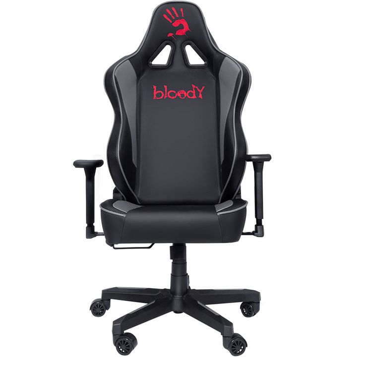 Bloody Gaming Chair, Ergonomic Backrest, High-Density Foam Cushion, 3D Adjustable Armrests, Class 4 Hydraulic Piston, Soft & Reliable Pillow - Black / Gray