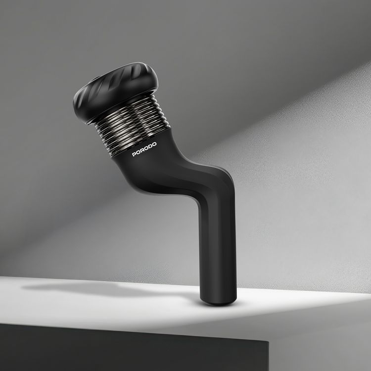 Porodo 4-Head Rotating Muscle Relief Massager with Smart Auto-Timer, 10W Rated Power, Cordless Design, Adjustable Massage Intensity, 1100-2500RPM Motor Speed, USB-C Charging Port - Black