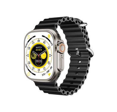 Porodo Ultimo Smart Watch, 2.1", 15 Days Working Time, 3 Hours Charging Time, Bluetooth 3.0 & 5.0, Voice Assistant, Android & iOS Compatible - Titanium Bezel & Black Band