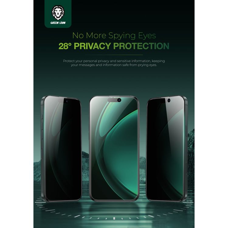 Green Lion 3D Silicone Plus Advanced Privacy Edge Glass for iPhone 16 Pro Max, Crystal Clear, Bubble Free, Anti Scratch, Highly Responsive, Anti Fingerprint, Grease Resistance - Black