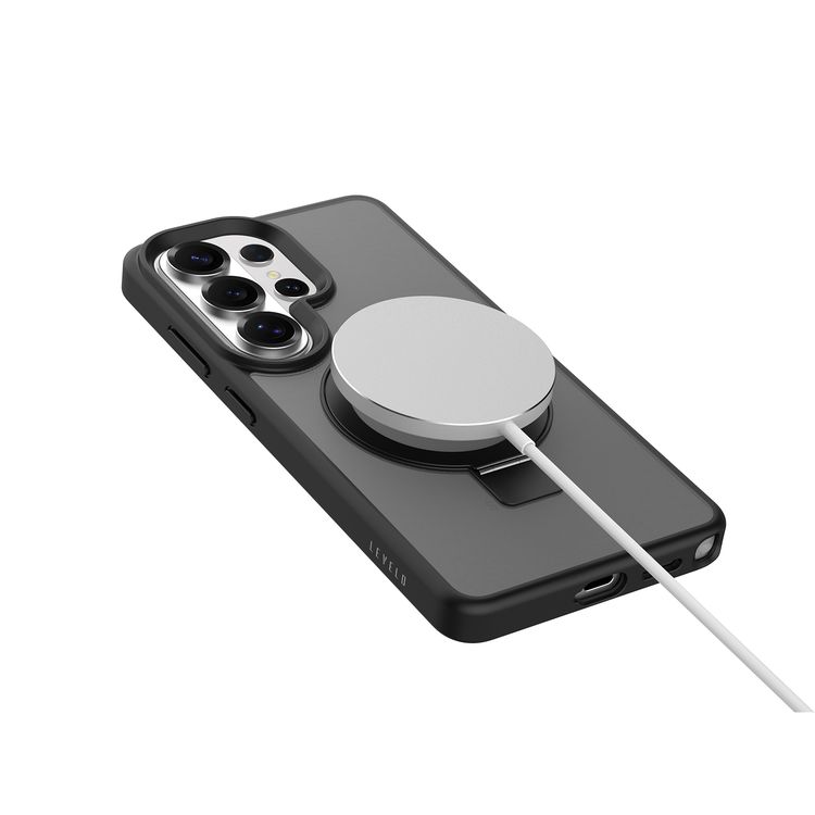 Levelo Verona MagSafe Kickstand Hybrid Case for Samsung S26 Ultra, Shock-Resistant Bumper, Multi-Functional Ring Kickstand, Drop protection - Black