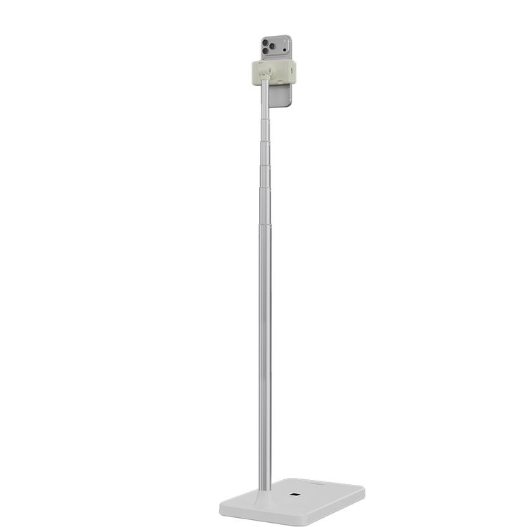 Porodo 360° Multifunctional Phone and Tablet Holder with Extendable Pole, Adjustable Height, Horizontal & Vertical, 270° Rotational Hinge, Stable & Secure Hold, Overhead Stand, 90° Continuous Hovering, ABS+ Aluminium Alloy+ Zinc Alloy Material - White
