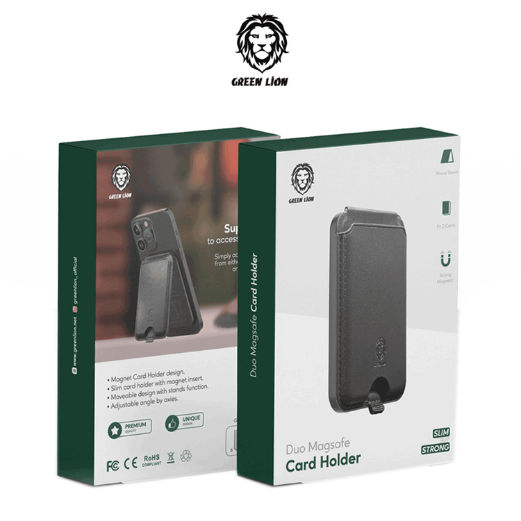 Green Lion Duo Magsafe Card Holder - Black