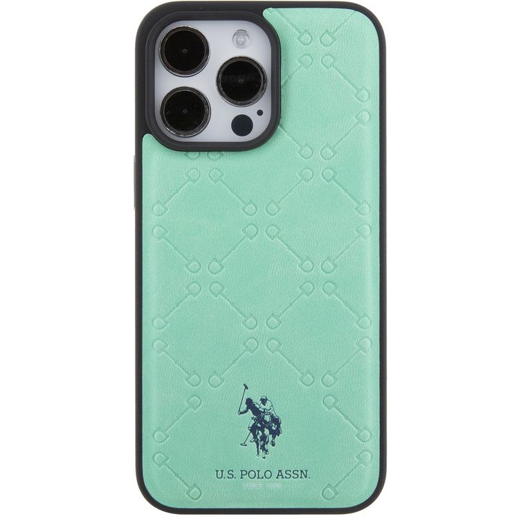 U.S.Polo Assn. PU Leather HS Pattern Case for iPhone 15 Series - Green - iPhone 15 Pro