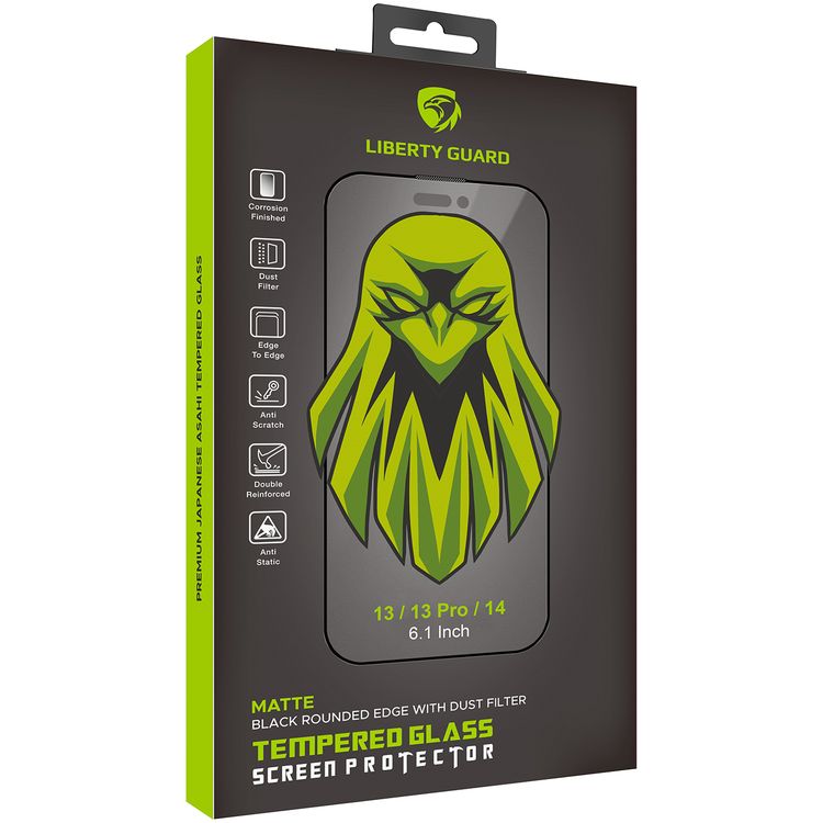 Liberty Guard 2.5D Full Cover Matte With Dust Filter DR iPhone 13/  iPhone 13 Pro/ iPhone 14 - Clear