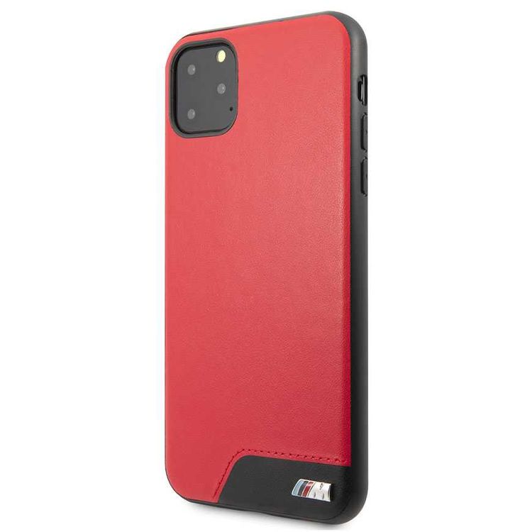 CG Mobile BMW Hard Case Smooth PU Leather For iPhone 11 Pro Max, Premium Leather, Anti-Scratch, Camera Protection, Easy Access to All Ports - Red