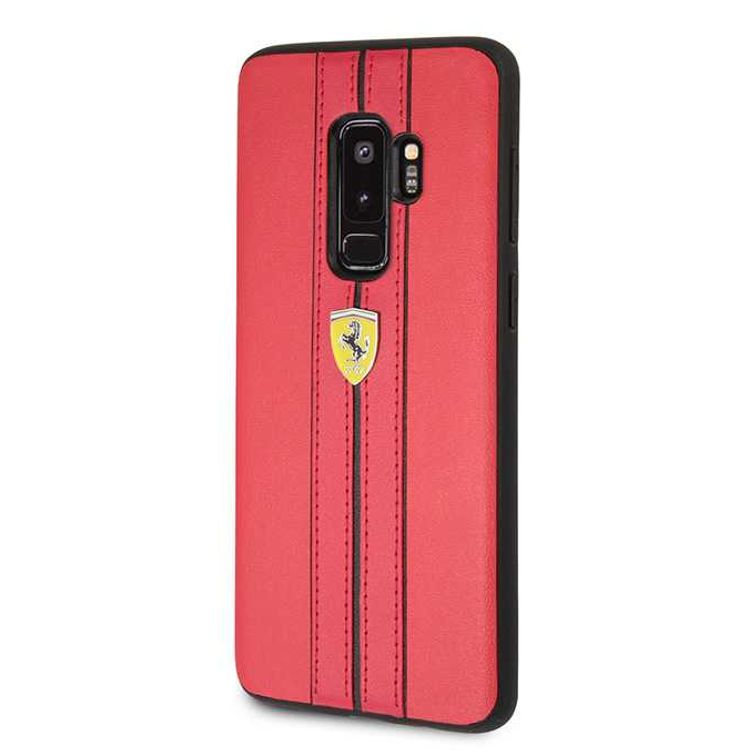 CG MOBILE Ferrari On Track PU Leather Hard Phone Case Compatible for Samsung Galaxy S9 Plus | Protective Mobile Case Officially Licensed - Red