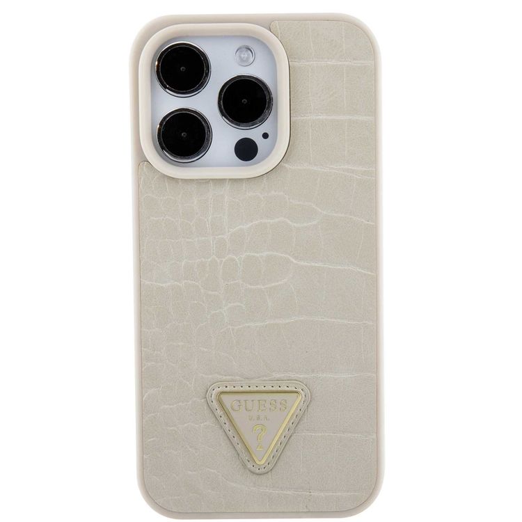 Guess Croco Case with Triangle Logo - Gold - iPhone 15 Pro Max
