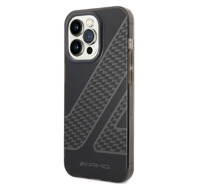 AMG Frosted PC Case - Checkered Pattern, Bumper Protection iPhone 14 Pro Max Compatibility - Black
