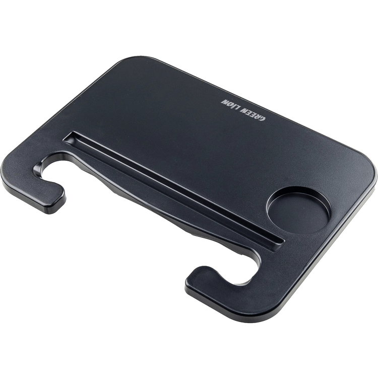 Green Lion Multi-Functional Steering Wheel Tray, 2kg Weight Capacity, Compatible with Circular Steering Wheels (35-42mm), Dual-Mount Design, Gap Storage Box, Easy Cleaning & Installation, Stable Dining Tray, Laptop Workstation, Tablet Slot & Cup Holder – Black