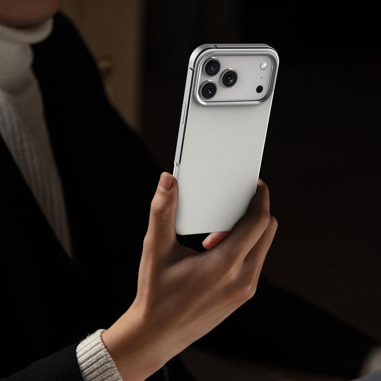 Levelo Mia MagSafe Hybrid Case for iPhone 17 Pro Max, N52 Strong Magnets, Matte Silicone Texture Material, Frosted Clear Design, 1.5m Drop Tested, Aluminum Alloy Frame for Camera & Edges, Non-Slip Texture, Comfortable Grip, Shock-Resistant Bumper - Silverstone