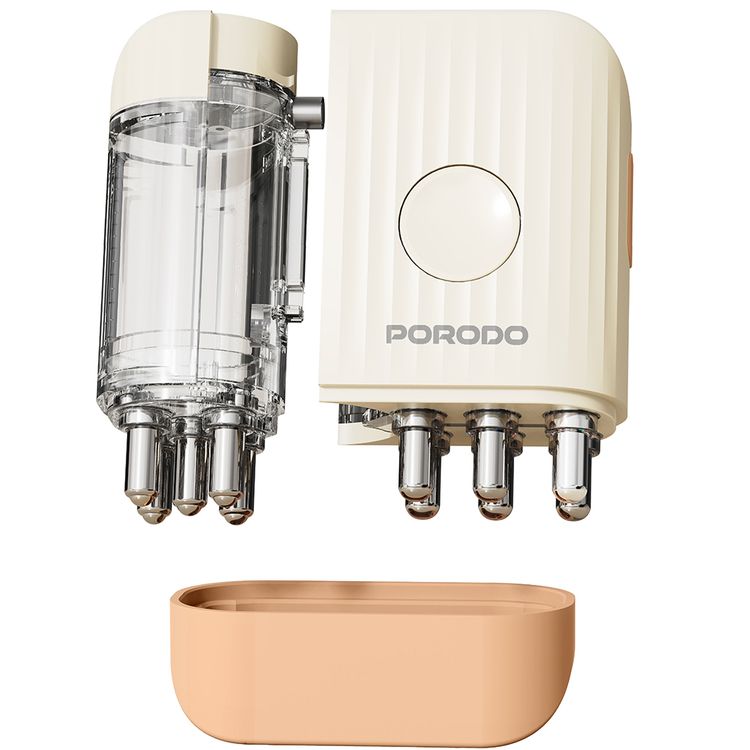 Porodo Lifestyle EMS Scalp Massager & Hair Oil Applicator with Red Light Therapy, Hair Root Rejuvenation, 9mL Tank Capacity, 150mAh Battery Capacity, IPX5 Rated Water-Resistant - Beige
