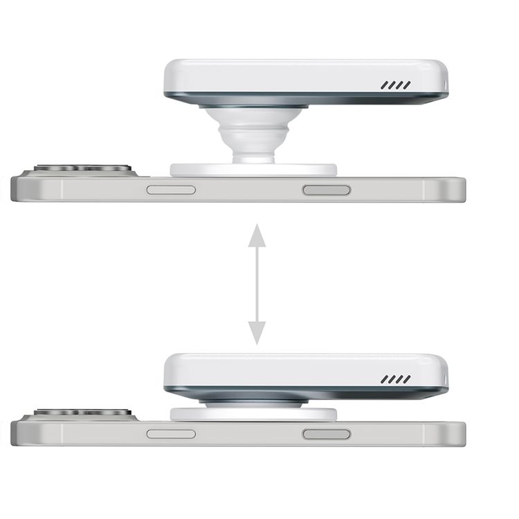 Green Lion Grip Mag 5000mAh Power Bank with PD 30W, MagSafe Compatible, LED Battery Indicator, Secure Magnetic Hold, Built-In Safeguards, Pop-Out Stand & Grip, Pocket-Sized Power, Ultra-Slim Design - White