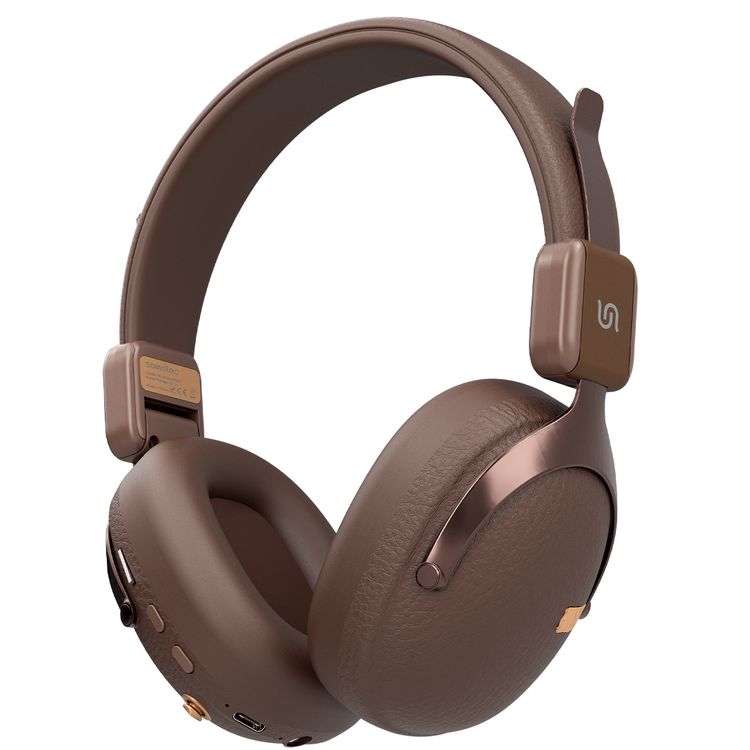 Porodo Soundtec Onyx Sonic Wireless Headphones with Noise Reduction, Bluetooth Version 5.4, Type-C Charging Port, 2 Hours Charging Time, 18 Hours Play Time, 10m Transmission Distance, Game Mode, EQ Mode, TF Card Play Back, Compact & Foldable Design, Multiple Function Key Control - Brown