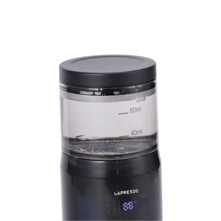 LePresso Portable Mini Espresso Machine, 80mL Water Tank Capacity, Type-C Charging Port, Food Grade Stainless Steel Material - Black