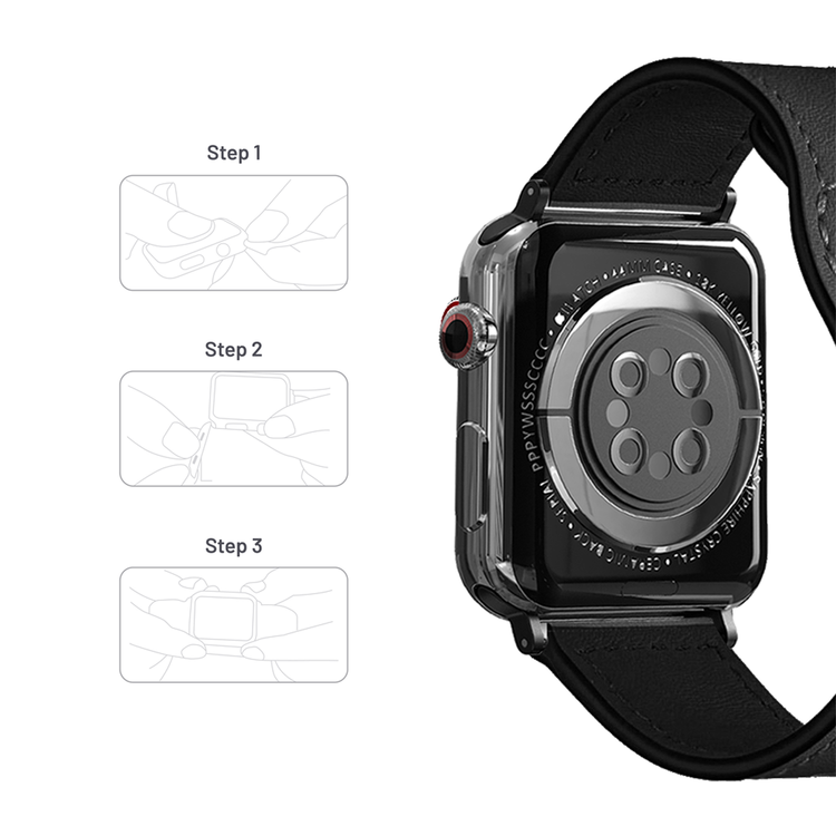 Porodo iGuard Leather Loop Watch Band For Apple Watch 42/44/45mm - Black