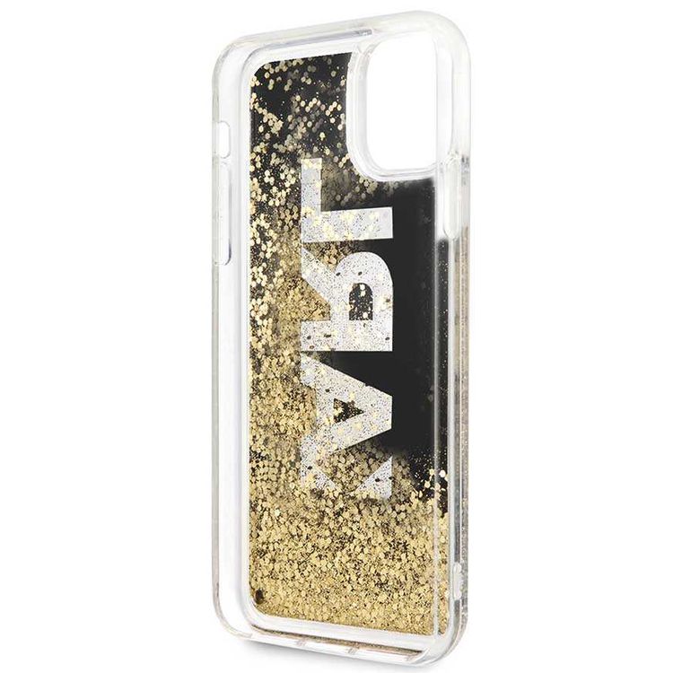 Karl Lagerfeld PC / TPU Transpareant Case with Gold Glitter for Apple iPhone 11 Pro Max - Black