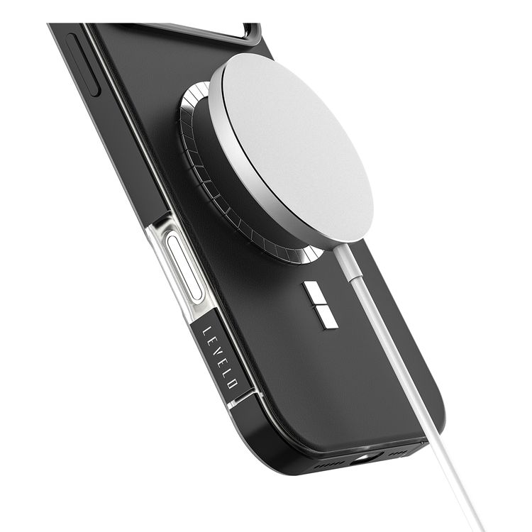 Levelo Mia MagSafe Hybrid Case for iPhone 17 Pro Max, N52 Strong Magnets, Matte Silicone Texture Material, Frosted Clear Design, 1.5m Drop Tested, Aluminum Alloy Frame for Camera & Edges, Non-Slip Texture, Comfortable Grip, Shock-Resistant Bumper - Phantom Black