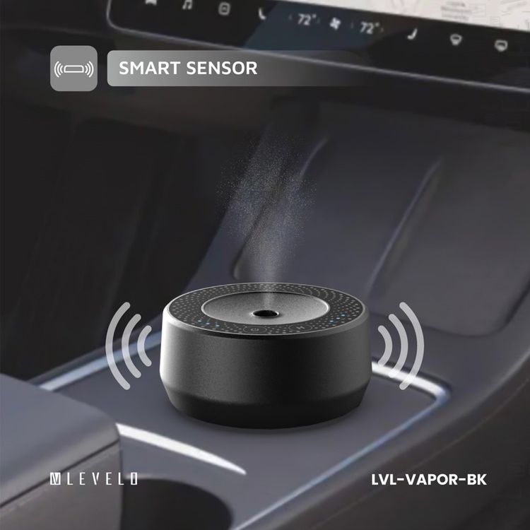 Levelo Car Aroma Diffuser Vapor, Aluminum & Plastic Material, 400mAh Battery Capacity, 9 Hours Working Time, 1 Hour Charging Time - Black
