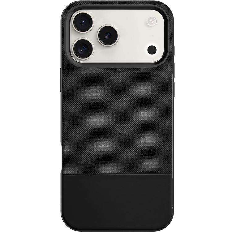 Levelo Cuir Leather Hybrid Case with Comfortable Grip for iPhone 17 Pro, Strong Magnets & MagSafe Compatible, Shock-Resistant Bumper, Aluminum Alloy Frame for Camera & Buttons, Drop-Tested - Phantom Black