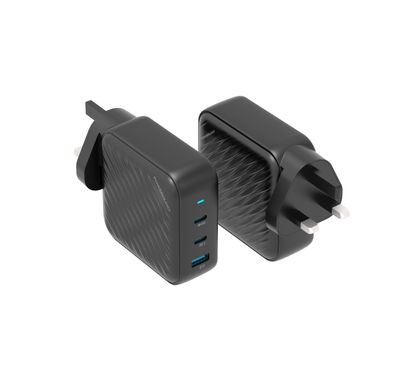 Powerology أسود 145 وات PD QC 2xUSB-C و1xUSB-A شاحن GaN في المملكة المتحدة