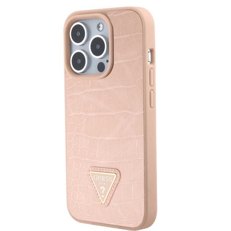 Guess Croco Case with Triangle Logo - Pink - iPhone 15 Pro