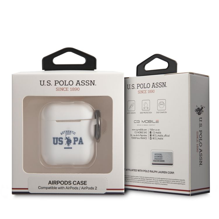 CG MOBILE U.S.Polo Assn. Silicone Uspa Authentic Case Compatible for Airpods 1/2, Scratch Resistant, Shock Absorption & Drop Protection Cover Officially Licensed - White