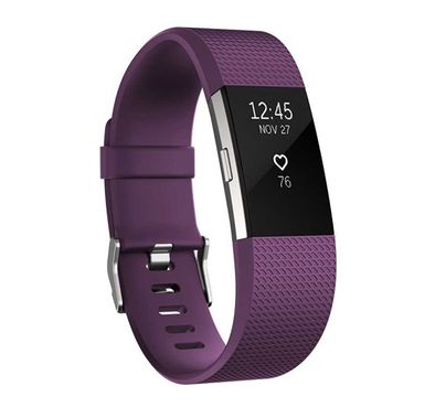Fitbit Charge 2 Fitness Wristband with Heart Rate Tracker - Plum/Silver ( S )