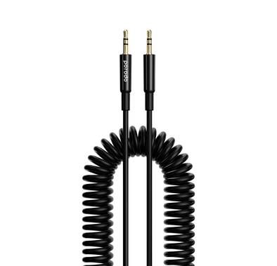 Porodo 3.5mm AUX Coiled Audio Cable Convenient Tangle-Fre...