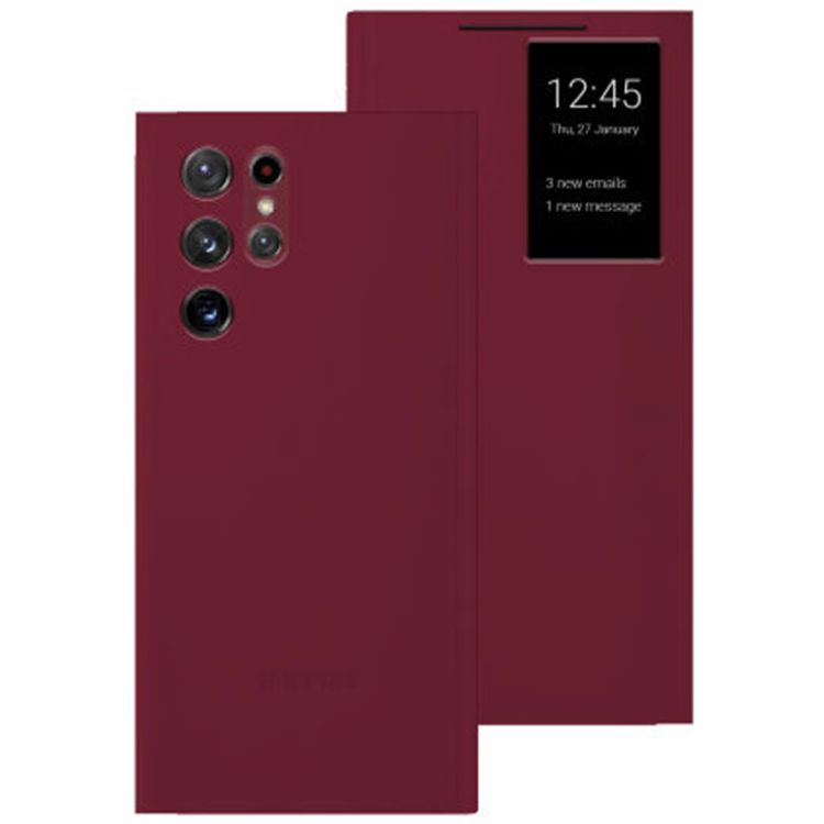 Samsung ZS908CEEGWW S22 Ultra Clear View Cover - Burgundy